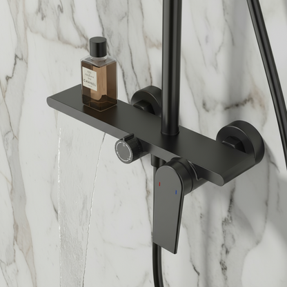 Opbouw regendoucheset Cynthia - Matte black - 130 × 35 × 25 cm