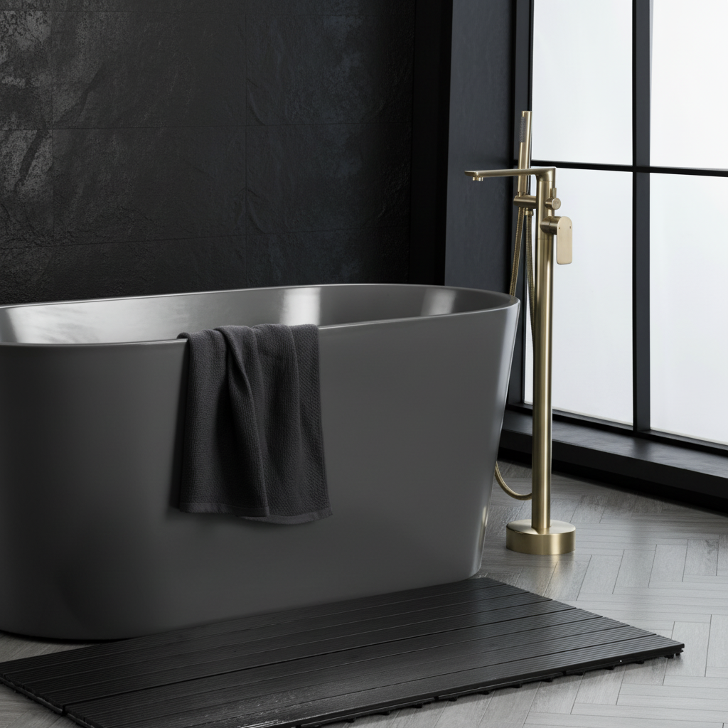 Vrijstaande badkraan Emilia - Brushed gold - 88 × 22 × 16 cm