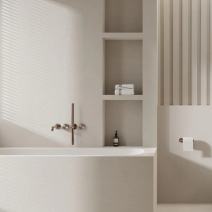 Inbouw badmengkraan Valencia - Staafhanddouche en uitloop - Zonder achterplaat - Brushed gold