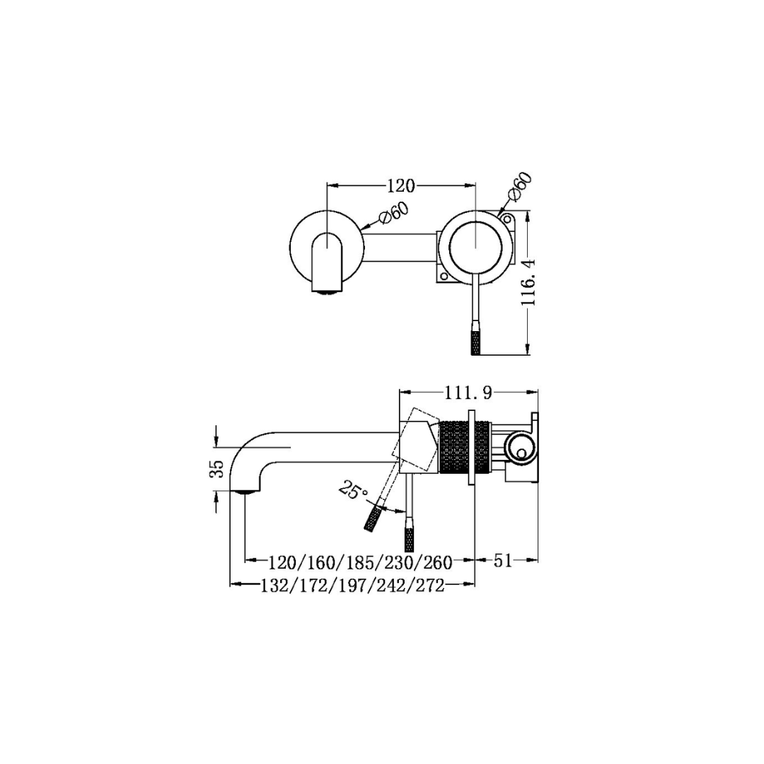 Inbouw wastafelkraan Valencia – Zonder achterplaat - Brushed gold