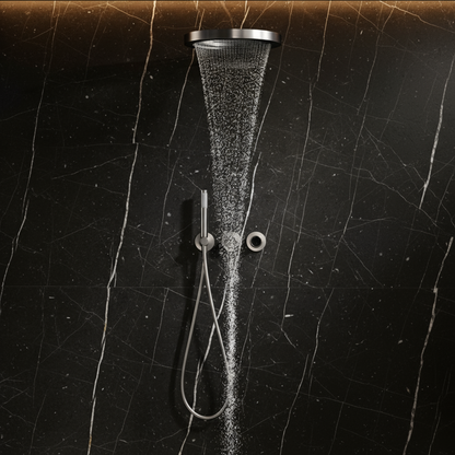 Thermostatische Inbouw Regendoucheset Marino –  - Digitale Regeling - Waterval & Staafhanddouche – Gunmetal Grey