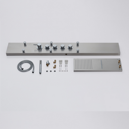 Douchepaneel Manuel – Waterval – Massagejets – Brushed nickel - 150 × 20 × 60 cm