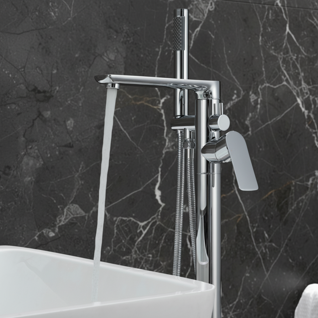 Vrijstaande badkraan Emilia - Chrome - 88 × 22 × 16 cm