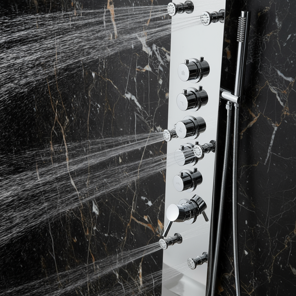 Douchepaneel Nana – Waterval – Massagejets – Chrome - 150 × 20 × 60 cm