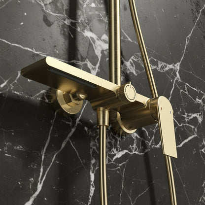 Opbouw regendoucheset Cynthia - Brushed gold - 130 × 35 × 25 cm