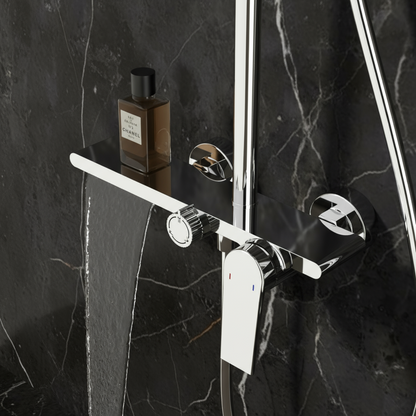 Opbouw regendoucheset Cynthia - Chrome - 130 × 35 × 25 cm