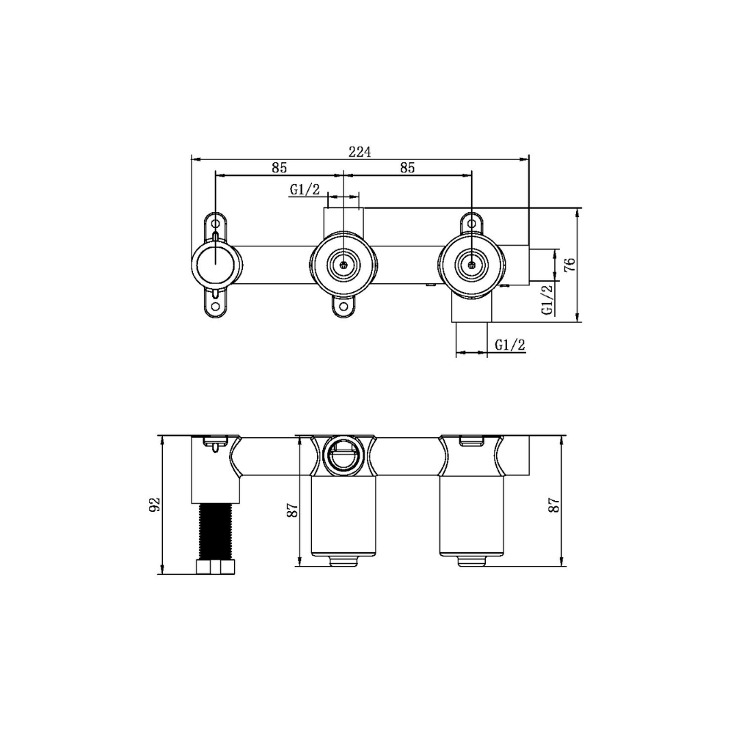 Inbouw douchemengkranen Valencia - Staafhanddouche - Graphite