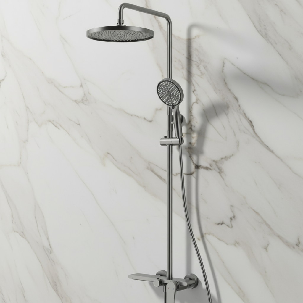 Opbouw regendoucheset Cynthia - Gunmetal grey - 130 × 35 × 25 cm