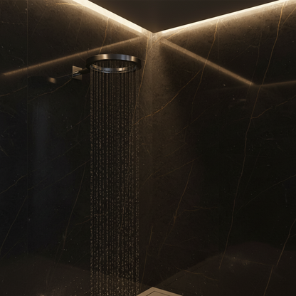 Thermostatische Inbouw Regendoucheset Marino –  - Digitale Regeling - Waterval & Staafhanddouche – Gunmetal Grey