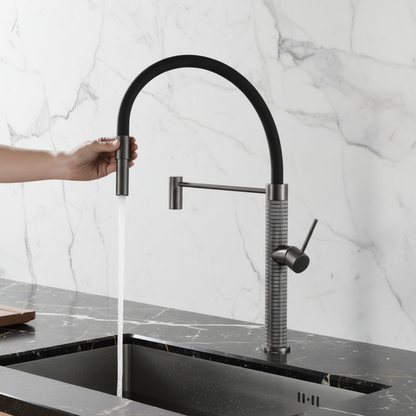 Semi-professionele Keukenkraan Angelica – Uittrekbare Uitloop – Gunmetal Grey - 52.9 × 24.9 × 5.5 cm