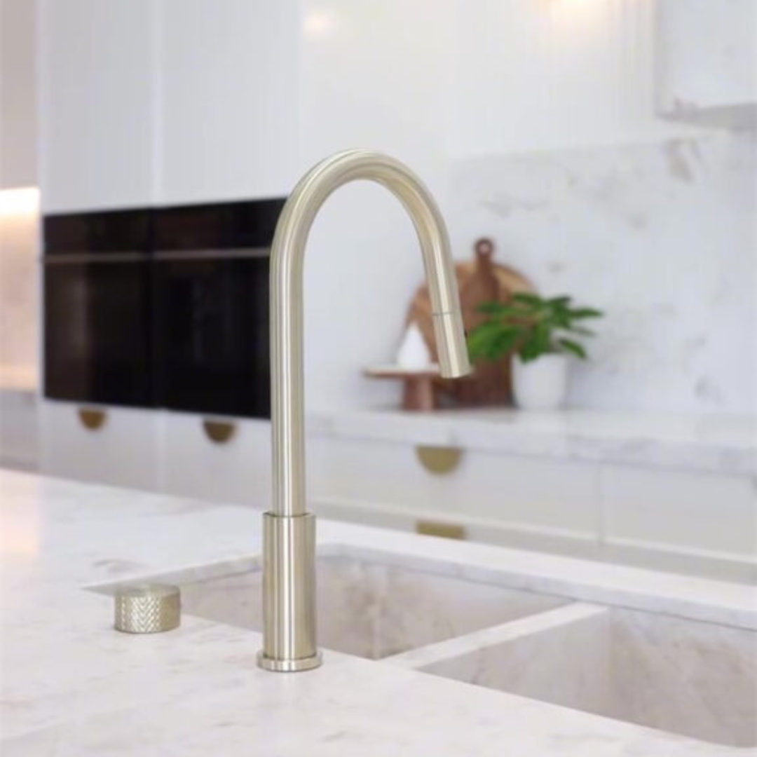 Keukenkraan Valencia – 2-Gats – Brushed gold