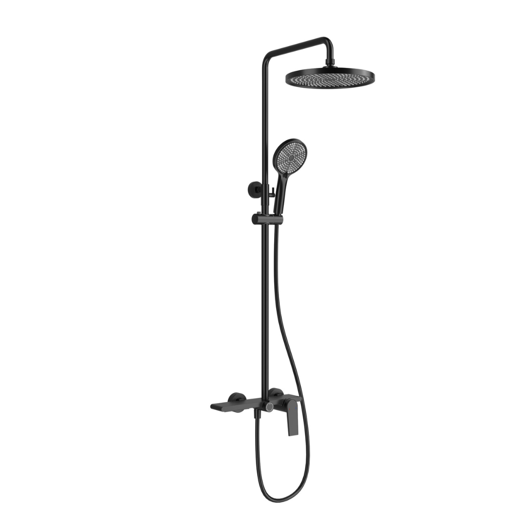 Opbouw regendoucheset Cynthia - Matte black - 130 × 35 × 25 cm