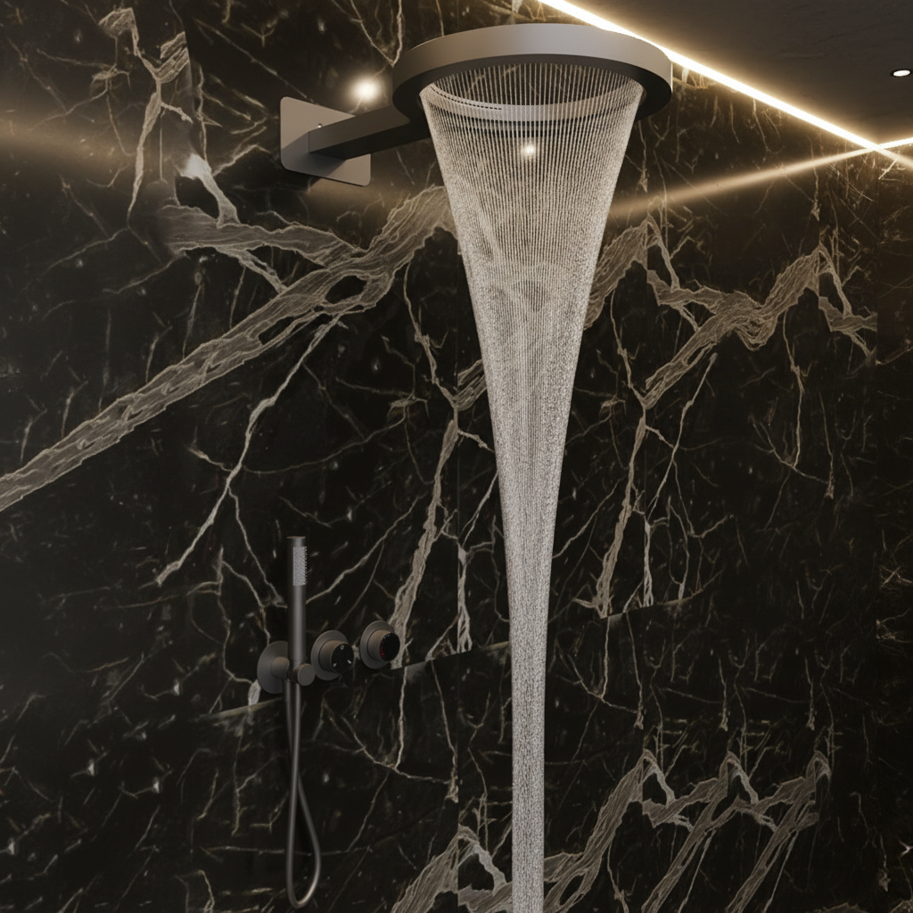 Thermostatische Inbouw Regendoucheset Marino –  - Digitale Regeling - Waterval & Staafhanddouche – Gunmetal Grey