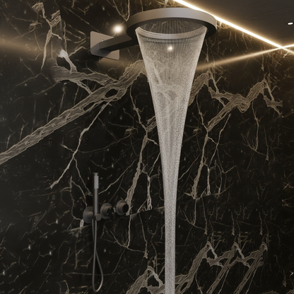 Thermostatische Inbouw Regendoucheset Marino –  - Digitale Regeling - Waterval & Staafhanddouche – Gunmetal Grey