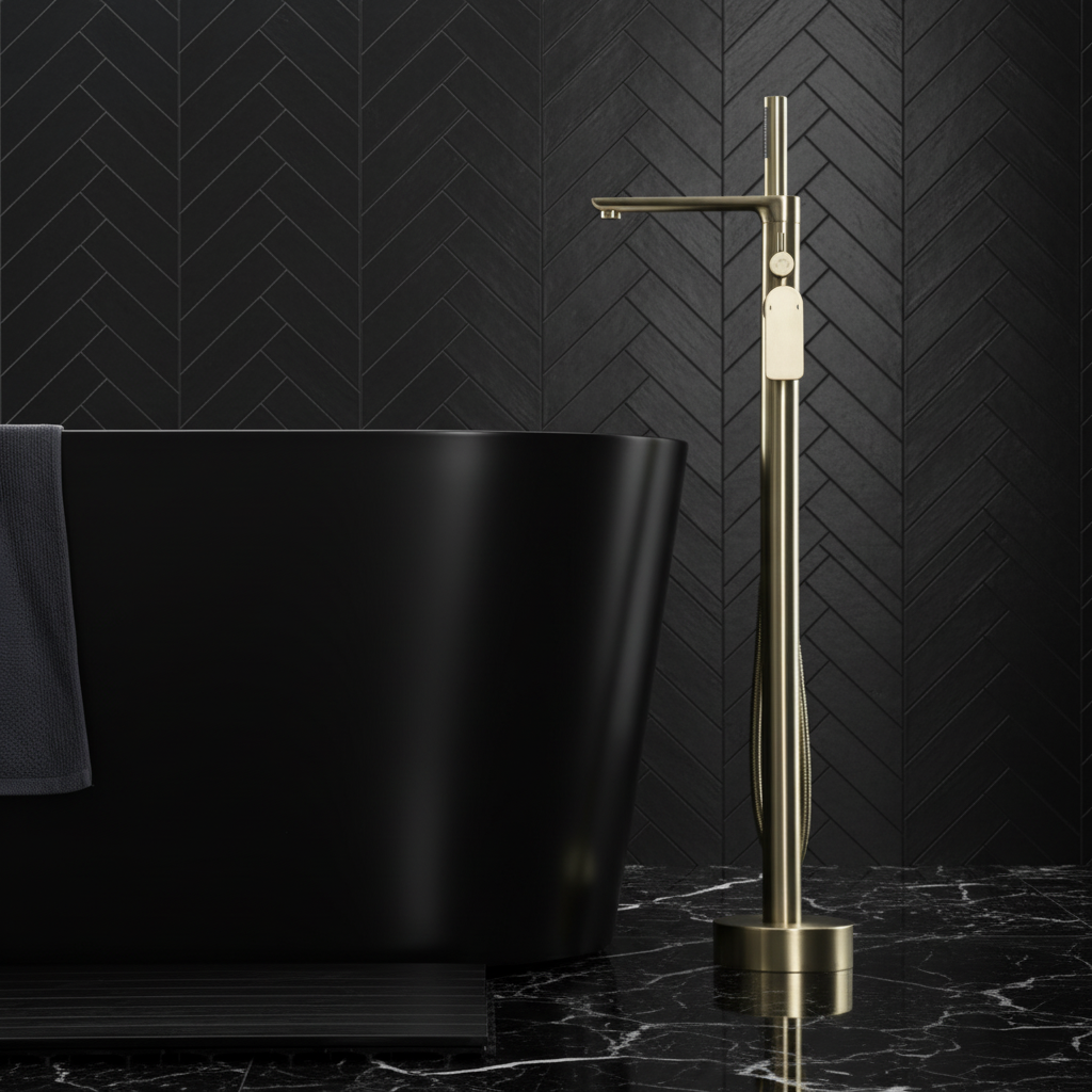 Vrijstaande badkraan Emilia - Brushed gold - 88 × 22 × 16 cm