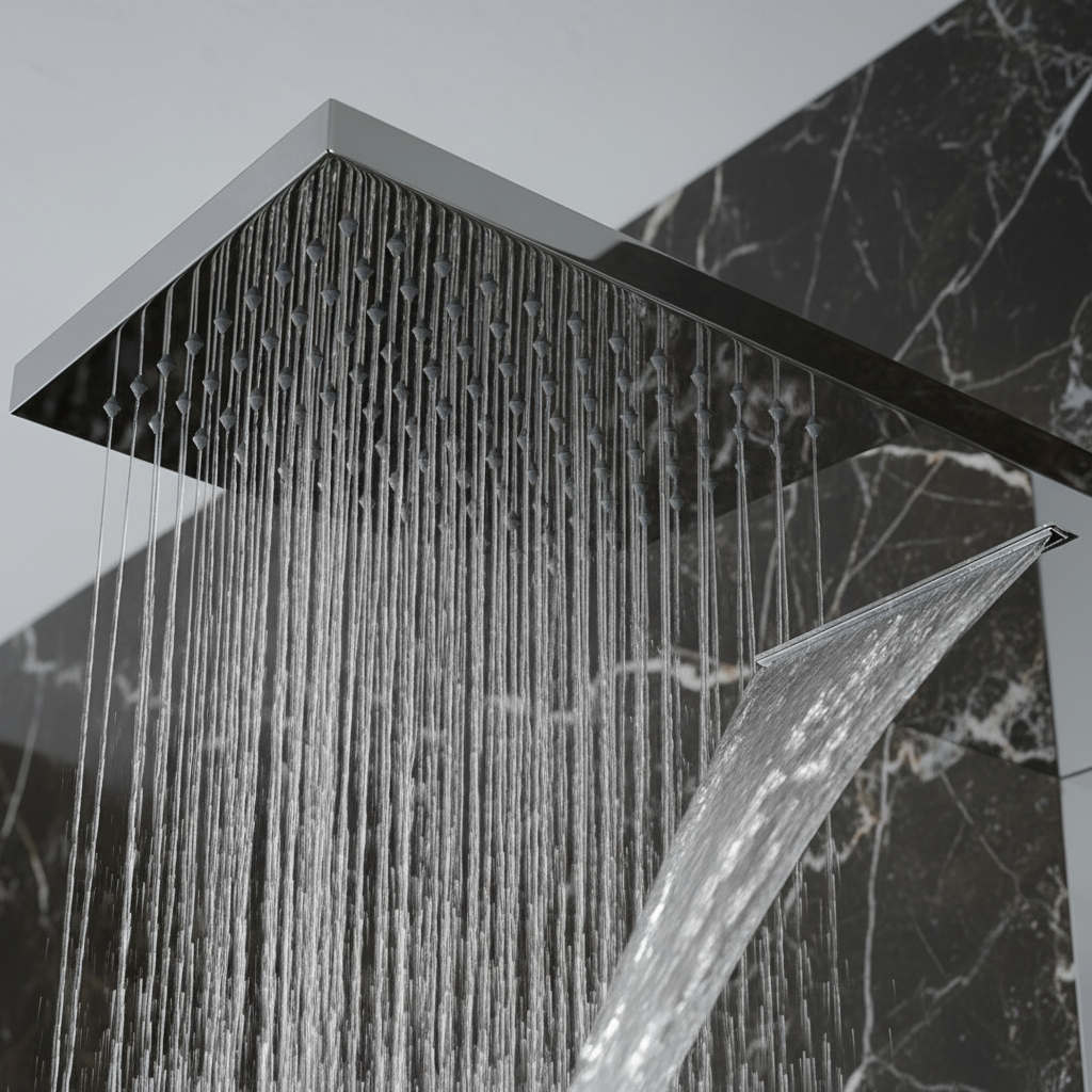 Douchepaneel Nana – Waterval – Massagejets – Chrome - 150 × 20 × 60 cm