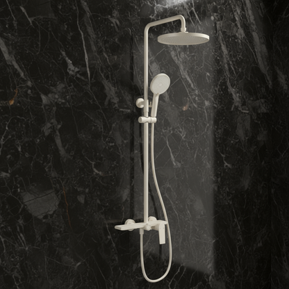 Opbouw regendoucheset Cynthia - Creme wit - 130 × 35 × 25 cm