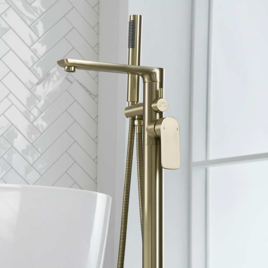 Vrijstaande badkraan Emilia - Brushed gold - 88 × 22 × 16 cm