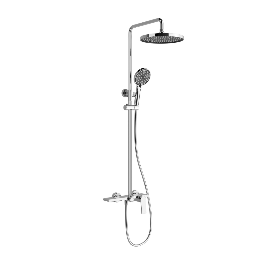 Opbouw regendoucheset Cynthia - Chrome - 130 × 35 × 25 cm