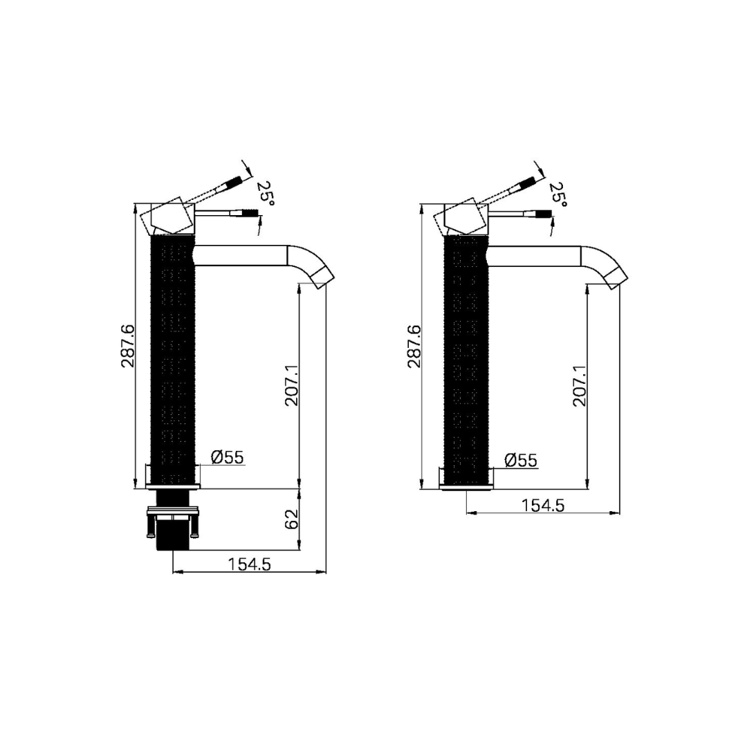 Hoge wastafelkraan Valencia - 1-Gats - Brushed nickel