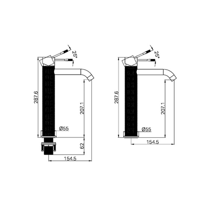 Hoge wastafelkraan Valencia - 1-Gats - Graphite