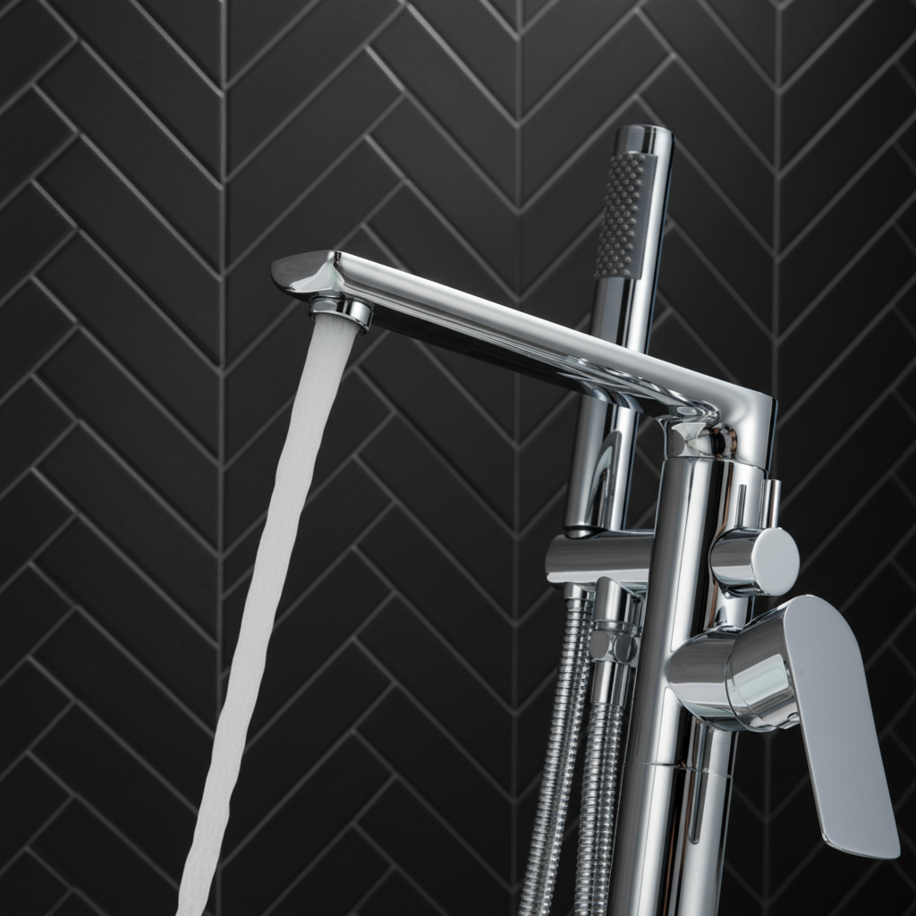 Vrijstaande badkraan Emilia - Chrome - 88 × 22 × 16 cm