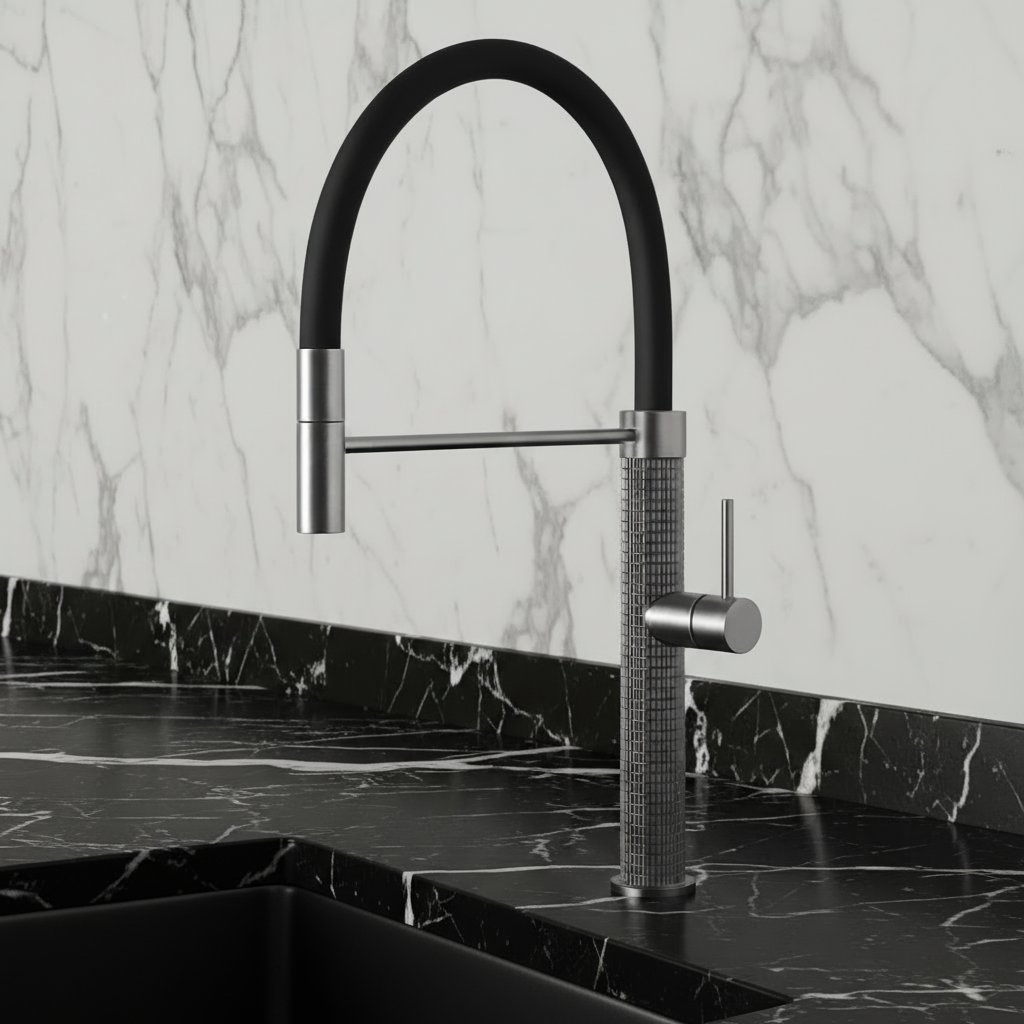Semi-professionele Keukenkraan Angelica – Uittrekbare Uitloop – Gunmetal Grey - 52.9 × 24.9 × 5.5 cm
