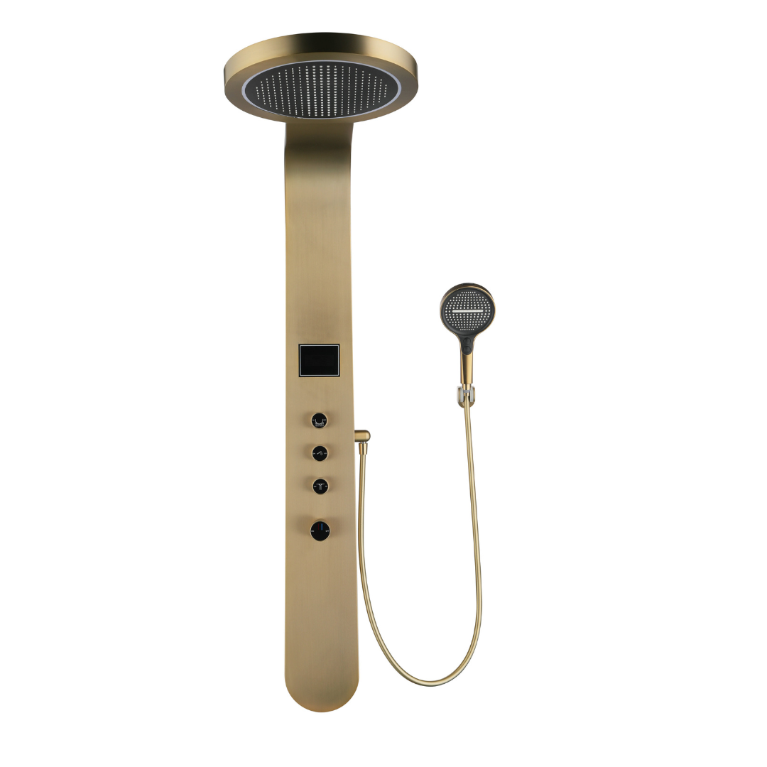 Douchepaneel Elena - LED - Digitaal display - Brushed gold - 145 × 18 × 65 cm