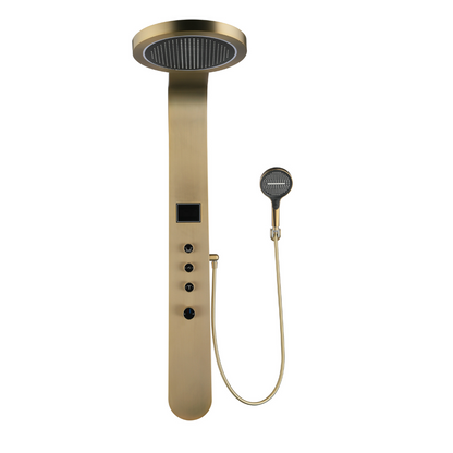 Douchepaneel Elena - LED - Digitaal display - Brushed gold - 145 × 18 × 65 cm