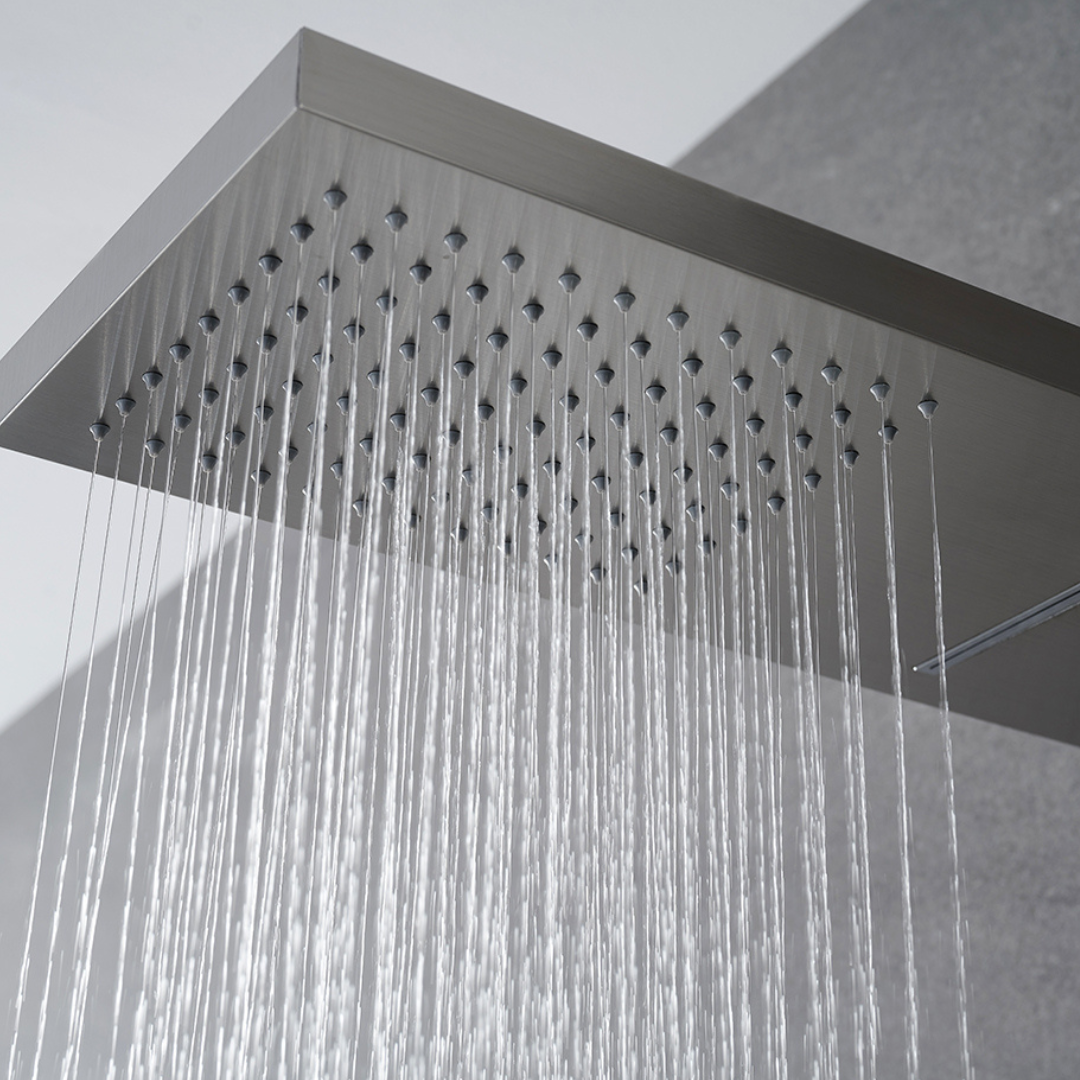 Douchepaneel Manuel – Waterval – Massagejets – Brushed nickel - 150 × 20 × 60 cm