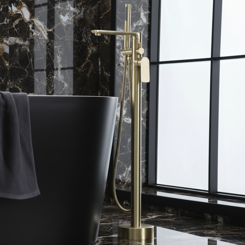 Vrijstaande badkraan Emilia - Brushed gold - 88 × 22 × 16 cm