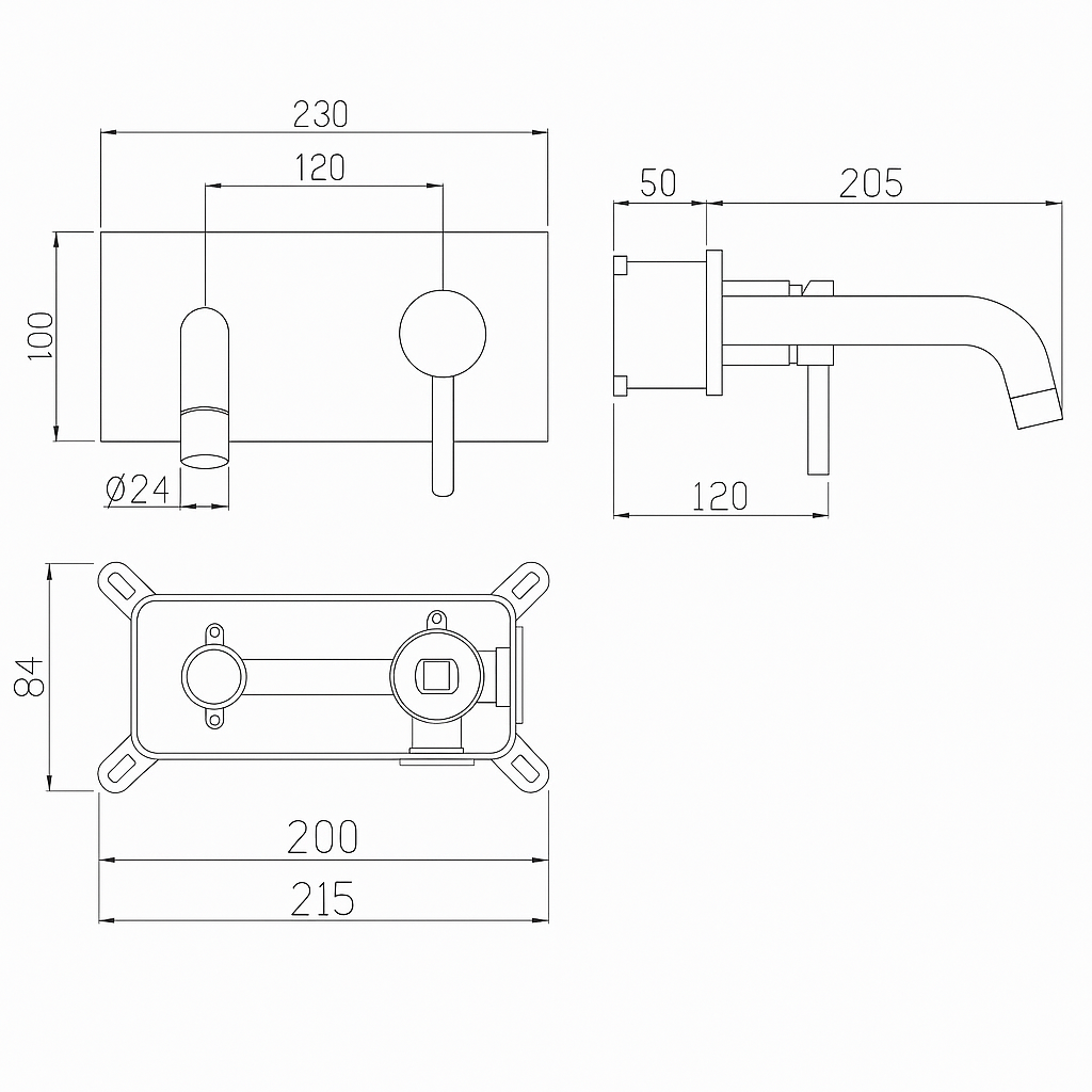Inbouw wastafelkraan Angelica - Gunmetal grey - 23 × 20.5 × 10 cm