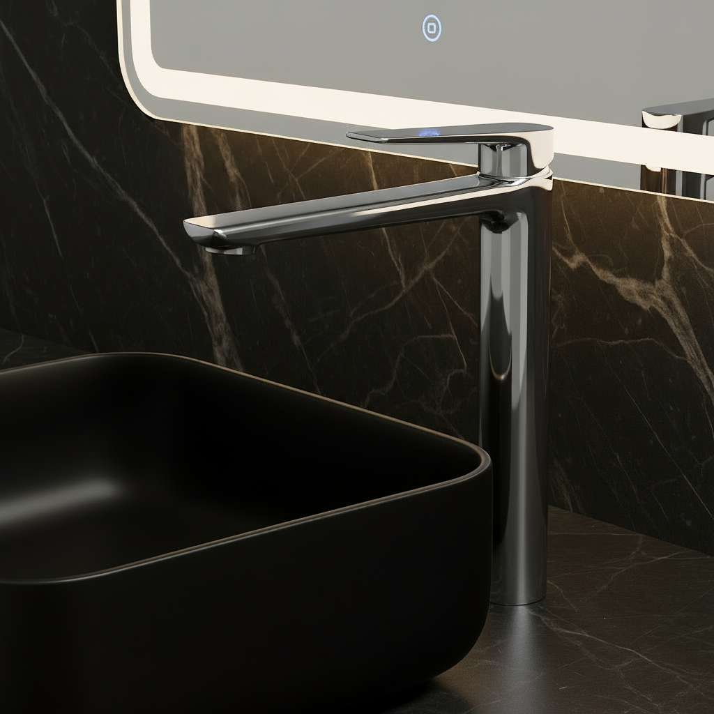 Hoge wastafelkraan Diego  – Chrome - 27,5 × 16,6 × 22,3 cm