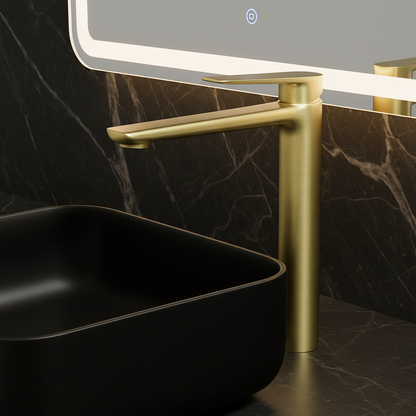 Hoge wastafelkraan Diego  – Brushed gold - 27,5 × 16,6 × 22,3 cm