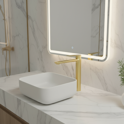 Hoge wastafelkraan Diego  – Brushed gold - 27,5 × 16,6 × 22,3 cm