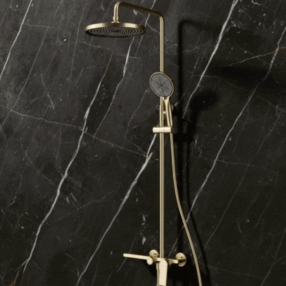 Opbouw regendoucheset Cynthia - Brushed gold - 130 × 35 × 25 cm