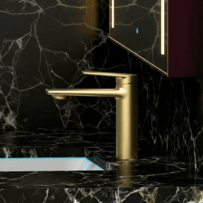 Opbouw wastafelkraan Diego  – Brushed gold - 15 × 13,7 × 4,4 cm