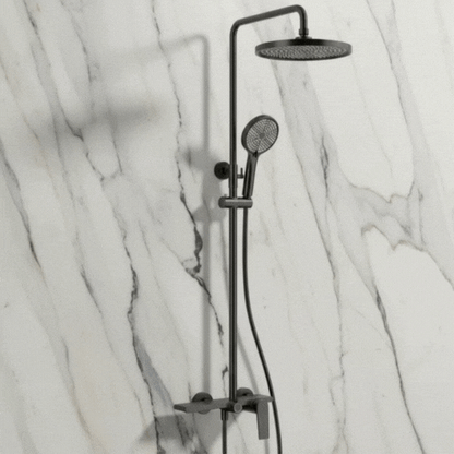 Opbouw regendoucheset Cynthia - Matte black - 130 × 35 × 25 cm