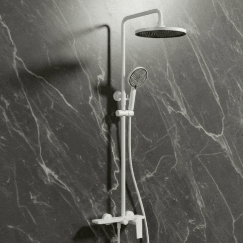 Opbouw regendoucheset Cynthia - Matte white - 130 × 35 × 25 cm